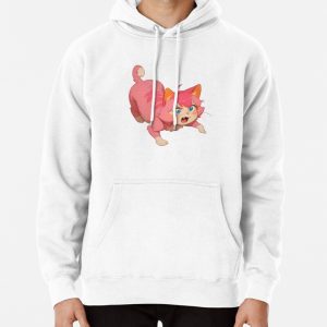 Adorable Pink Cartoon Kitten(2) Pullover Hoodie