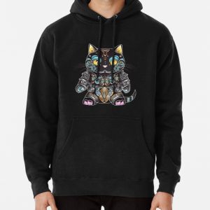 Cat In Armor Cute Kawaii Design Pullover Hoodie