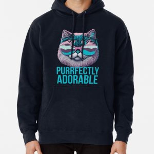 Purrfectly Adorable Cool Cat Design Pullover Hoodie