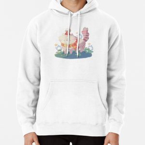 Cute cat wearing scarf illustration Pullover Hoodie