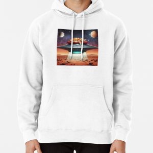 Cute cat sleeping on top of a UFO Pullover Hoodie