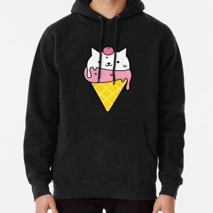CUTE KITTY CAT ICE CREAM, CAT ICE CREAM Pullover Hoodie