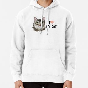 I Love My Cat|Cute Cat Face|Cat Lovers Pullover Hoodie