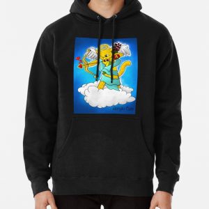 Valentines Day Ginger Yellow Cupid Cat Pullover Hoodie
