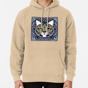 Cute colorful fractal cat head Pullover Hoodie