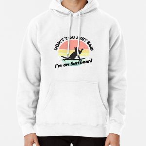 Cat on Surrfboard Pullover Hoodie